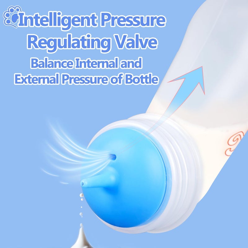 Xuanda Pet Feeding Bottle,3 Pack Wide Mouth Angled Nursing Bottle, 3 Sizes Nipples with Ventilation Valve Resistant Tearing Perfect for Puppies, Kittens, Small Wildlife（Blue） - Image 3
